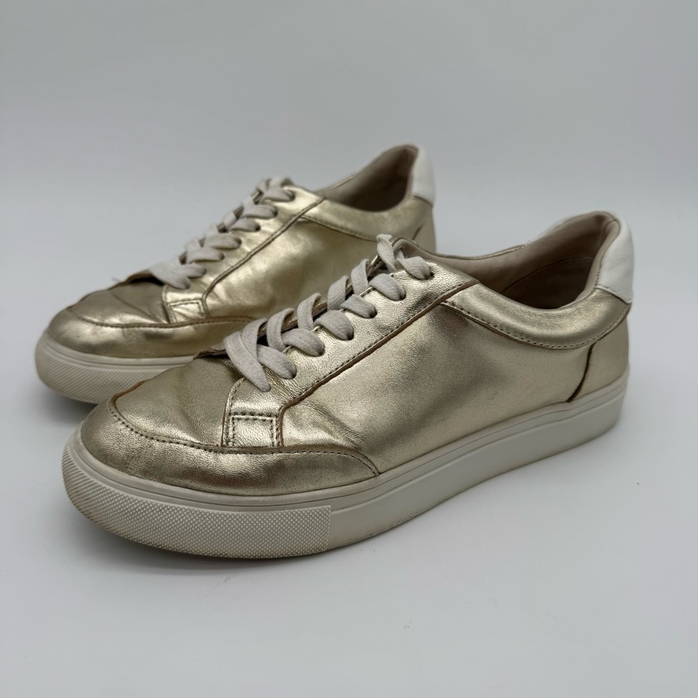 Birdies The Cardinal Gold Metallic Leather Sneaker Size 7.5